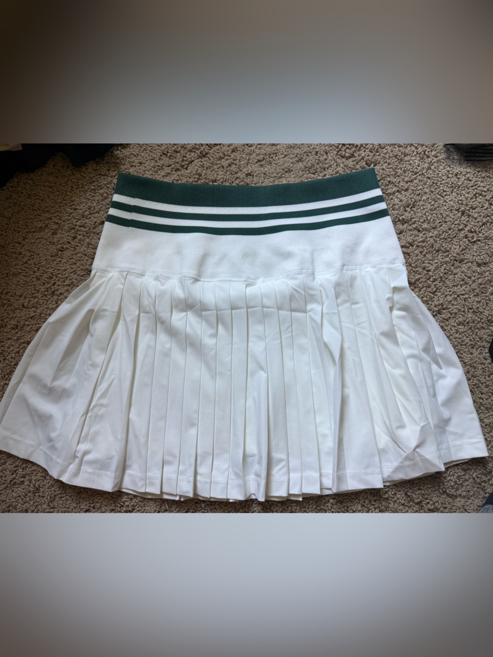 Wilson Midtown White Tennis Skirt with Dark Green Waistband - XL Fits like L